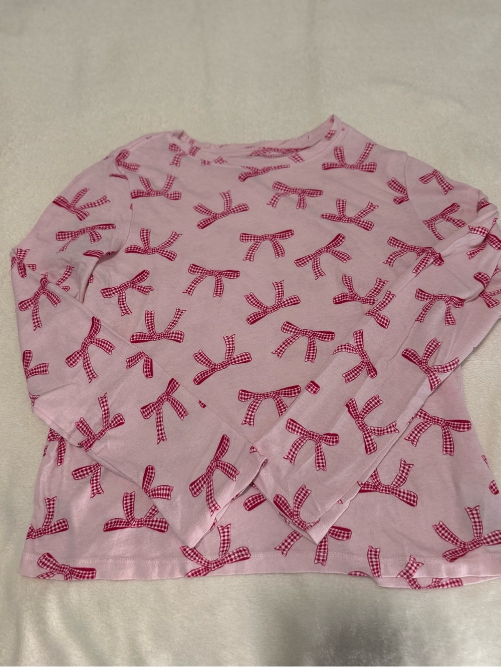 Old Navy Pink Long Sleeve Top with Dark Pink Bow Print
